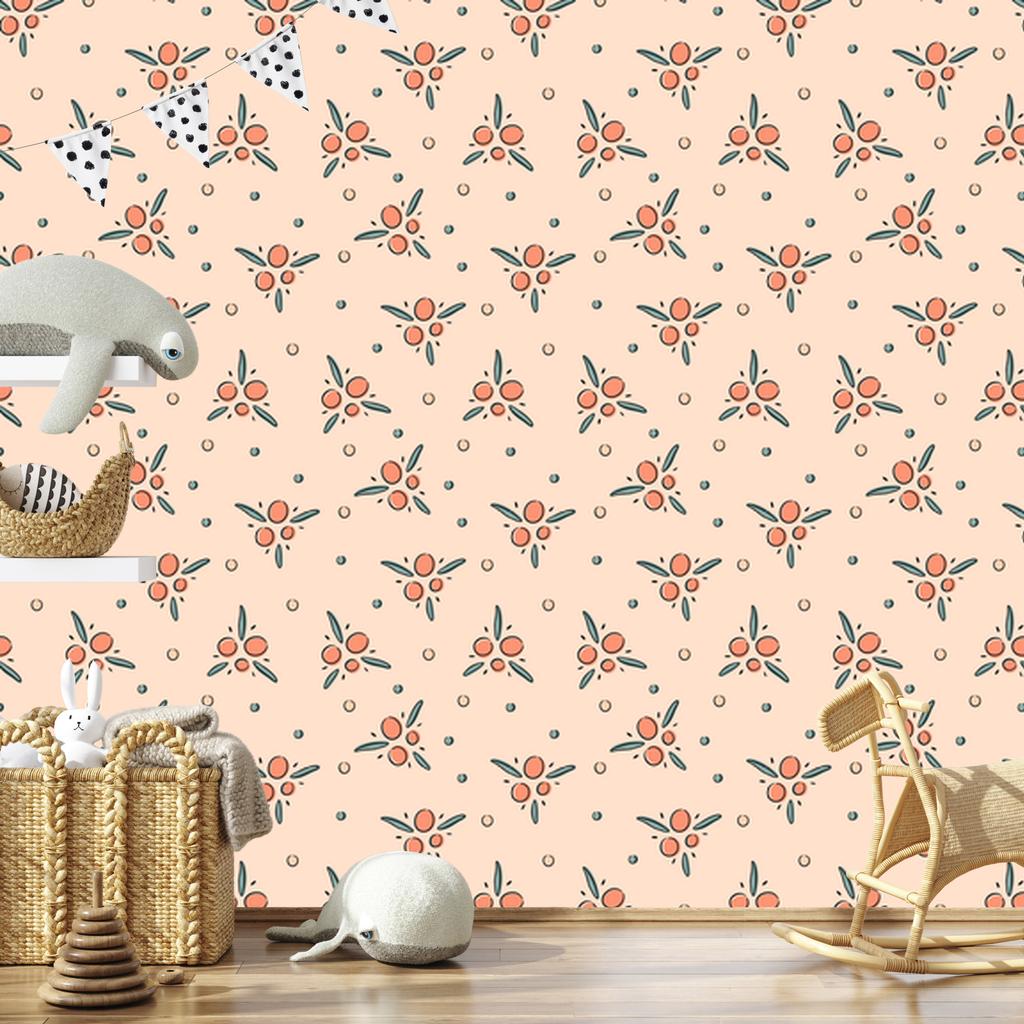 Wallpaper Small Flowers Cream and Beige for Living Room and Bedroom 50x1000