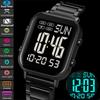 Relógio Digital para Homens À Prova D'água Esportivo Eletrônico Relógio de Pulso Display EL Relógios de Aço Inoxidável