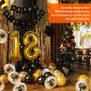 18th Birthday Balloons Set Black and Gold Glittering Easy To Install Happy Birthday Banner for Boys and Girls