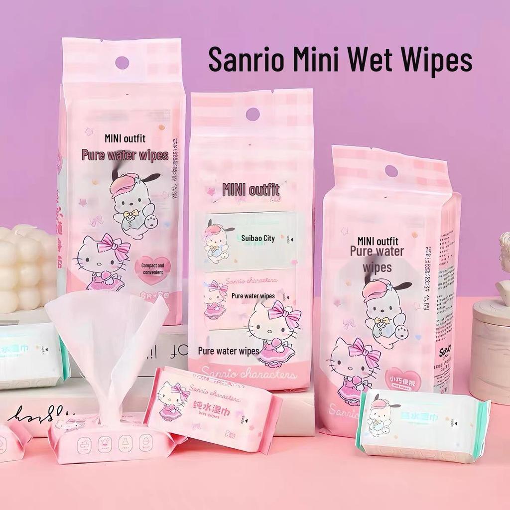 Hello Kitty Mini Wet Wipes - Portable Hand & Mouth Cleaning Bag