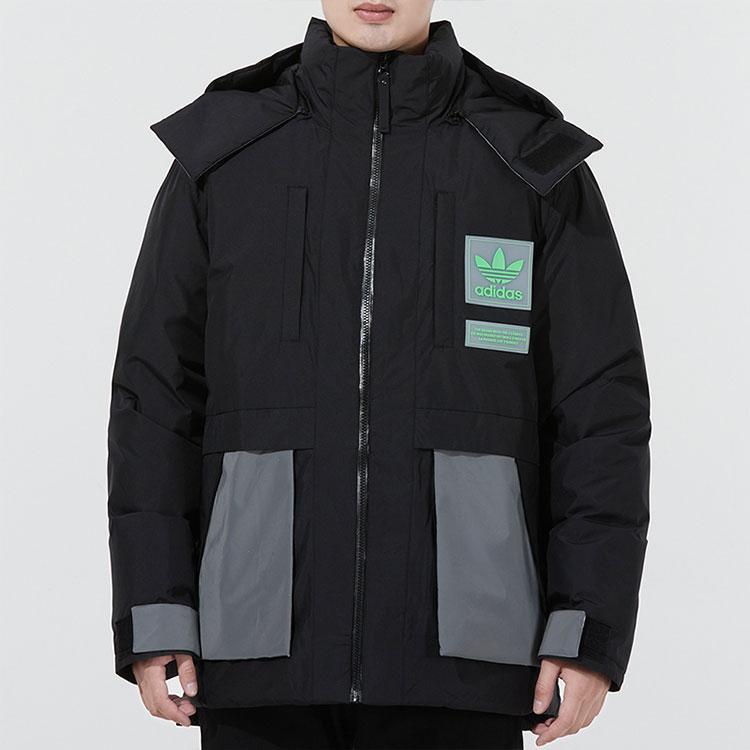 Adidas Originals Innovative Fabric Down Jacket With Hood for Casual Warmth Men Outerwear Black H66017
