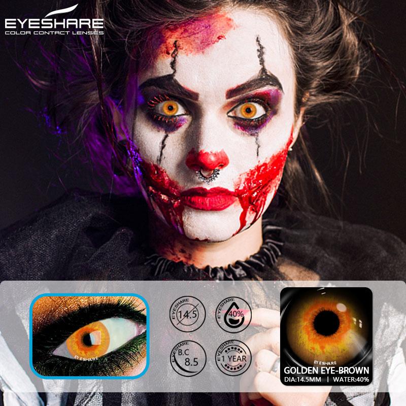 1pair Halloween Color Contact Lenses Cosplay Contact Lenses Anime Red Eye Lenses Blue Makeup Contact Lens Yellow Lenses