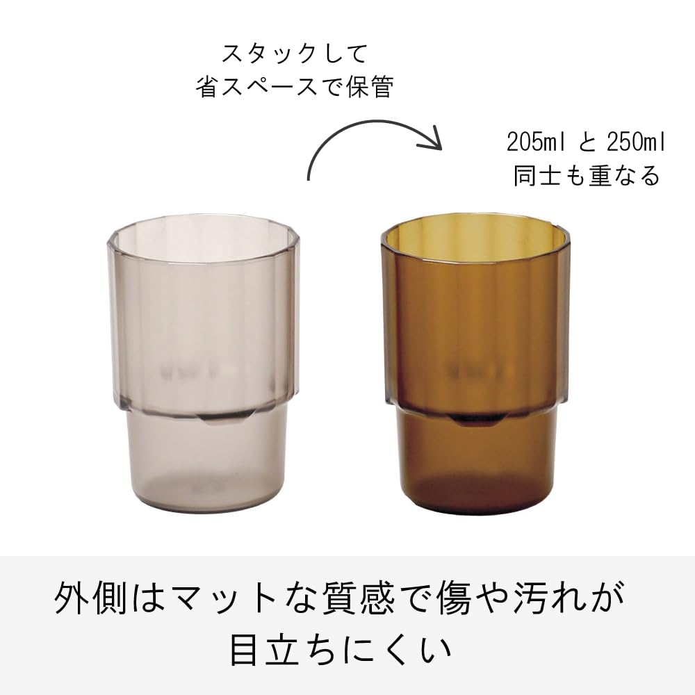 Plakira Breakproof Stacking Glasses, 10-Pack [Commercial Use], 250cc Capacity, Suitable for Hot and Cold Water, Tea, and Coffee, Tea, and Beer,