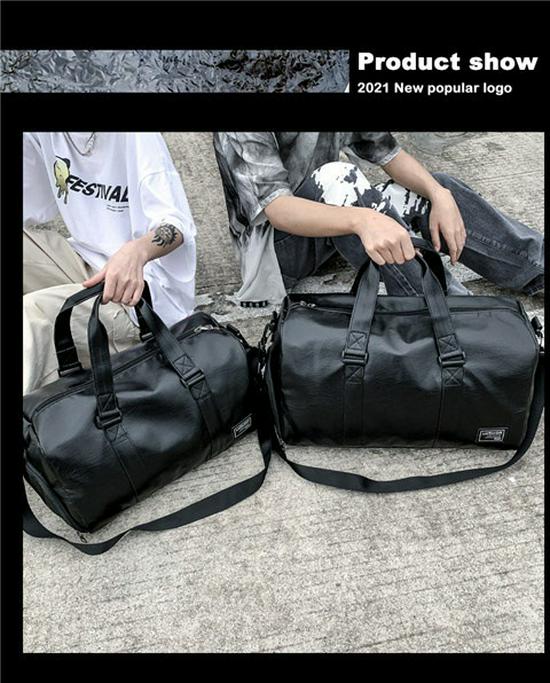 Bolsa de viaje portátil de cuero sintético para hombre: gran capacidad, separación de líquidos, equipaje de corta distancia o bolsa de fitness.