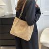 Bolso Tote de Pana para Mujer de Gran Capacidad Estilo Casual Simple Elegante para Desplazamiento Bolso de Hombro con Cierre de Cremallera