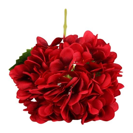 

Искусственный цветок винтажный реалистичный длинный стебель зеленые крупные листья гортензия искусственное растение красный