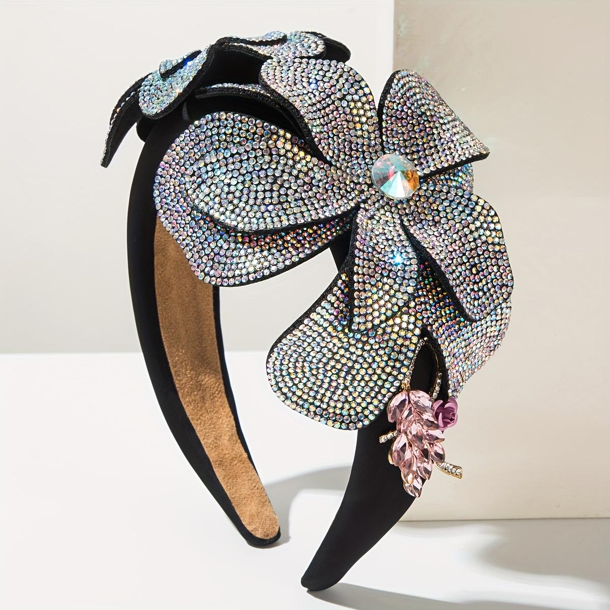

high qualityWomen s Vintage Baroque Floral Headband - Glamorous Twoflower Hairband with Beige/Tan Emerald Green/Black, Luxury Wedding, Party, 1 білий