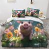 Farm Animal Pig Single Duvet Cover Set, Soft Microfibre Bedding Set,Reversible Quilt Cover And 1 Pillowcase 75*50Cm With Zipper