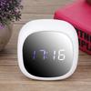 Household Multi Functional LED Alarm Clock Desktop Makeup Mirror Surface Digital Mute Clock for Bedroom(White )