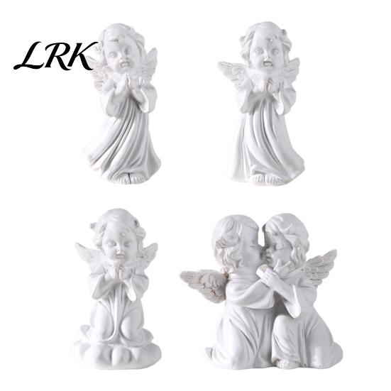 Artistic Angel Decoration Resin Cherubs Figurine, White Statue, Garden Praying Cherub Sculpture, Gypsum Statue Indoor Outdoor Home Decoration,