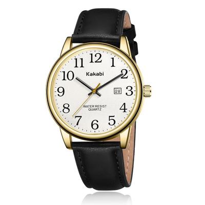 Men's Leather Casual Watch Date Display Waterproof Analog Quartz Unisex Business Fashion Daily Use