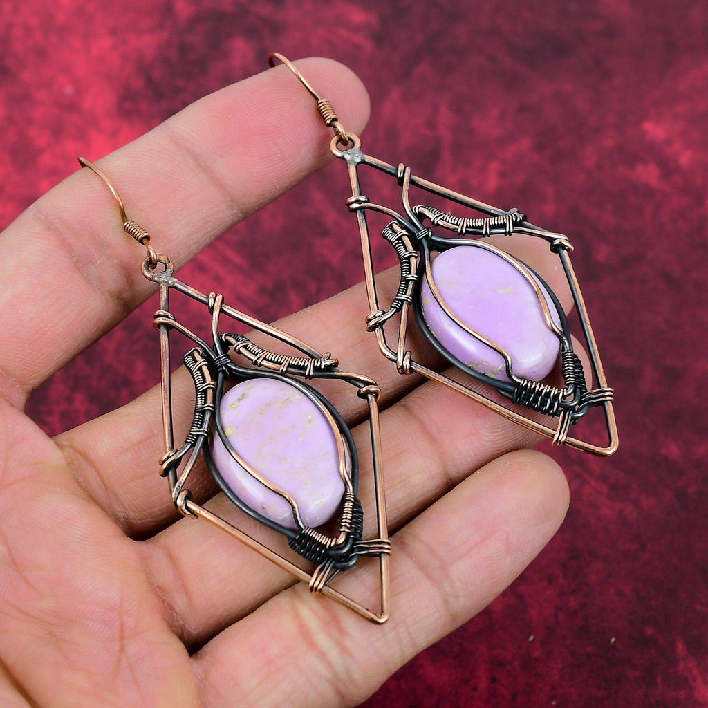 Phosphosiderite Earring Copper Wire Wrapped Earring Phosphosiderite Jewelry Handmade Gemstone Earring Copper Wire Wrap Jewelry Gifts For Her