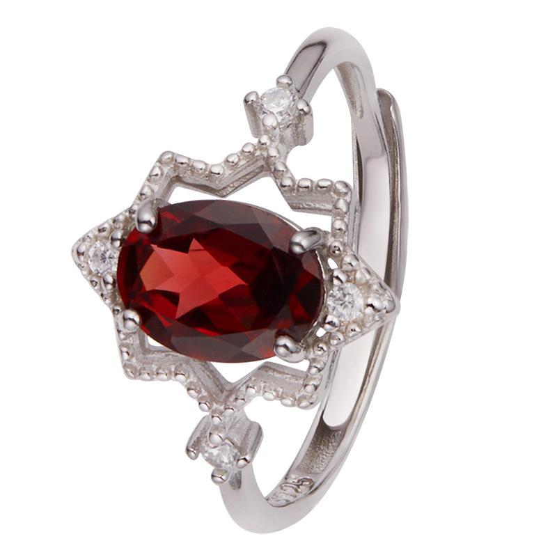 Natural Color Treasure Garnet Topaz Peridot Amethyst Ring Women'S S925 Sterling Silver Index Finger Ring