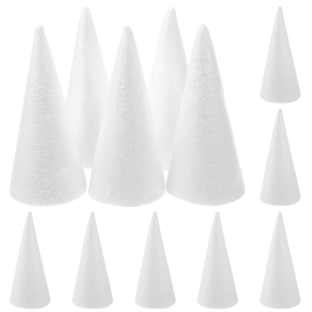 12pcs 10cm White Solid DIY Cone Children Handmade Toys For Girls Polystyrene Foam Tip Cone DIY Painting Home Craft Christmas