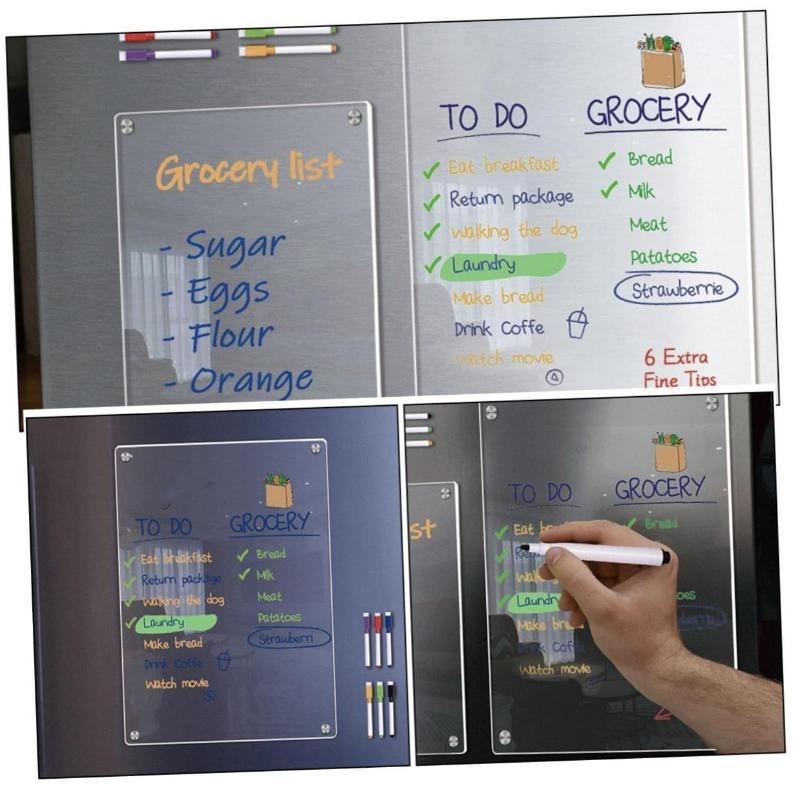 1Pcs Magnetic Transparent Acrylic Week Plan Message Board Scratchable Magnetic Refrigerator Sticker