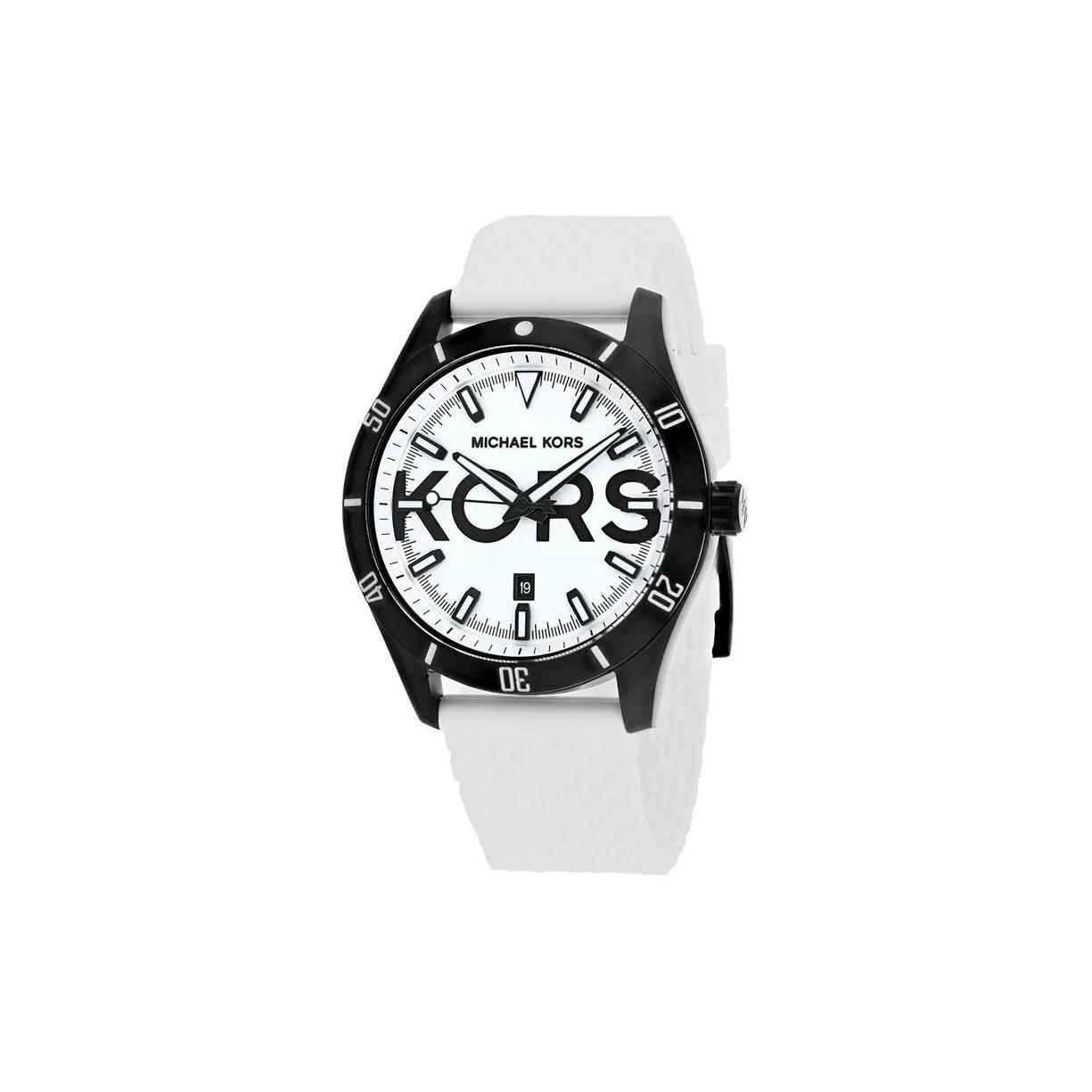 MICHAEL KORS Wrist Watch Quartz Movement Rubber Strap 44mm White Dial Men s Watches 50m Water Resistant MK8893 White Dial