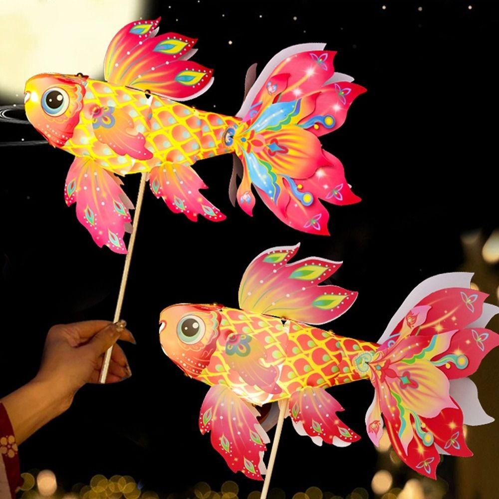 3D Mid-Autumn Festival Lantern Chinese Traditional Luminous Goldfish Light  Celebration