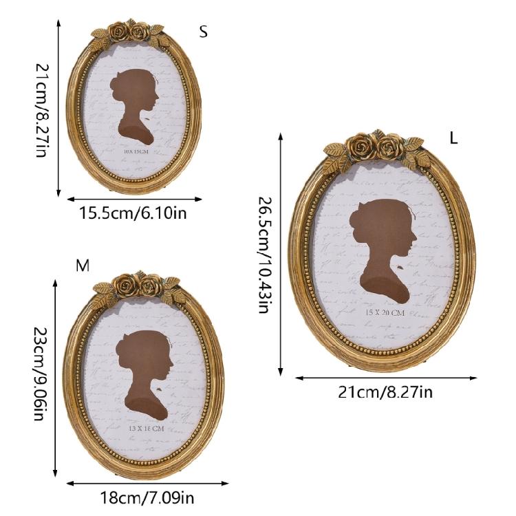 Retro Picture Frame,Decorative Photo Frame Antique Ornate Oval Photo Frame for Tabletop and Wall Display Home Decors