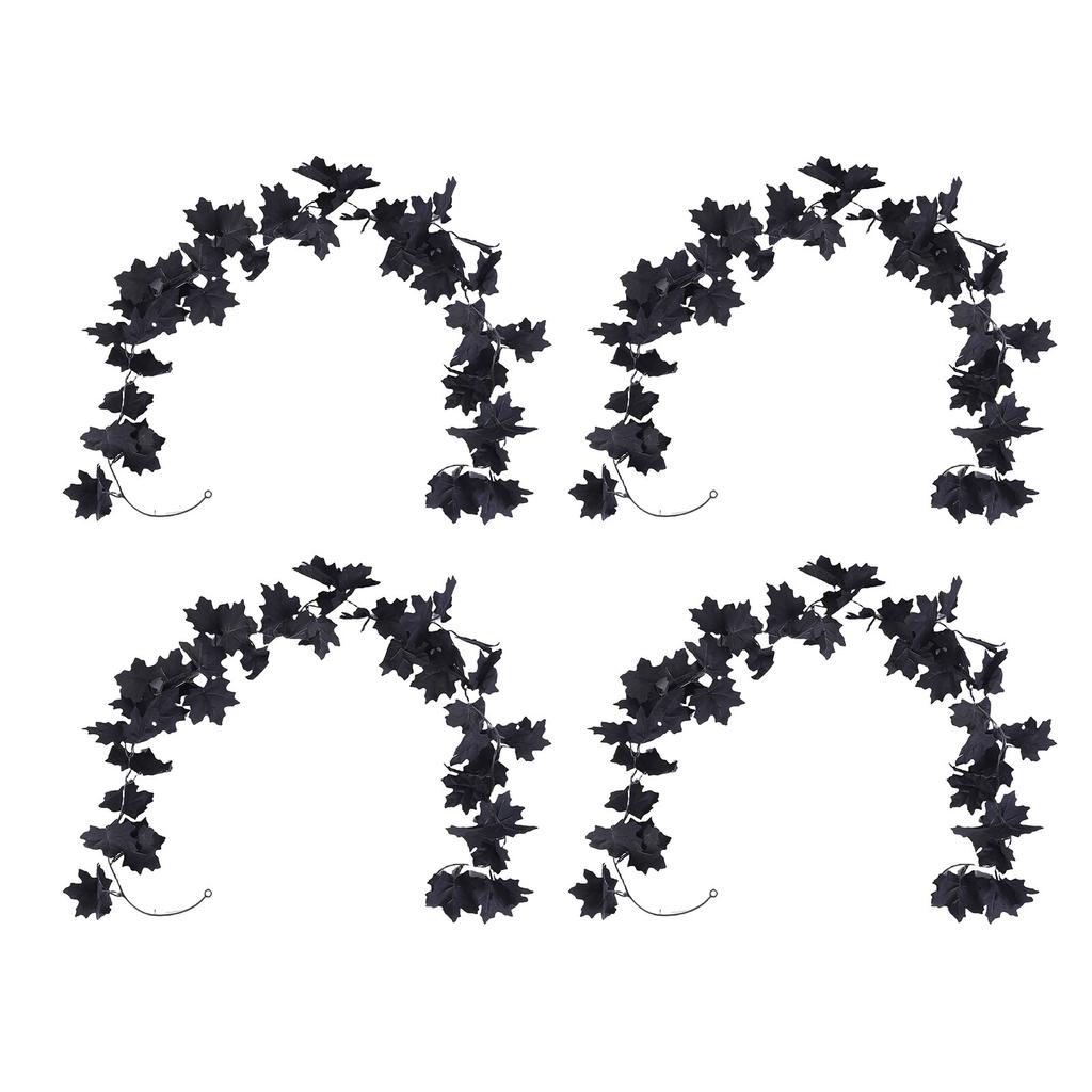 4pcs Fall Maple Leaf Garland Hanging Black Fall Leaves Vine Artificial Autumn Garland Decor for Home Party