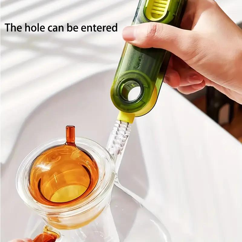 3 In 1 Bottle Gap Cleaner Brush Multifunctional Brush Cup Crevice Cleaning Tools Kitchen Mini Silicone Cup-Holder Cleaning Brush