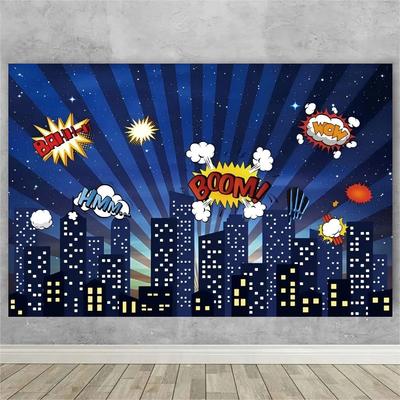 1pc Superhero Birthday Party Decorations Comic Cityscasts Perfect for Photo Backgrounds with Decorative Party Photography Back