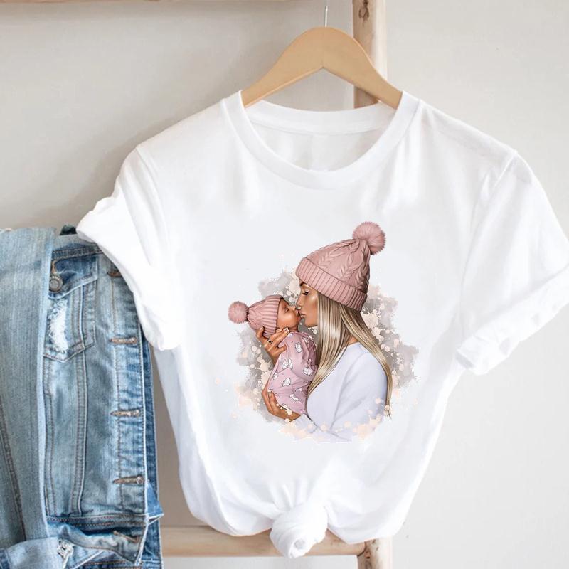Watercolor Short Sleeve Mom Mother Mama 90s Women Clothing Casual Print Tee Top Summer Fashion T-shirt Lady Female Graphic T-shirt