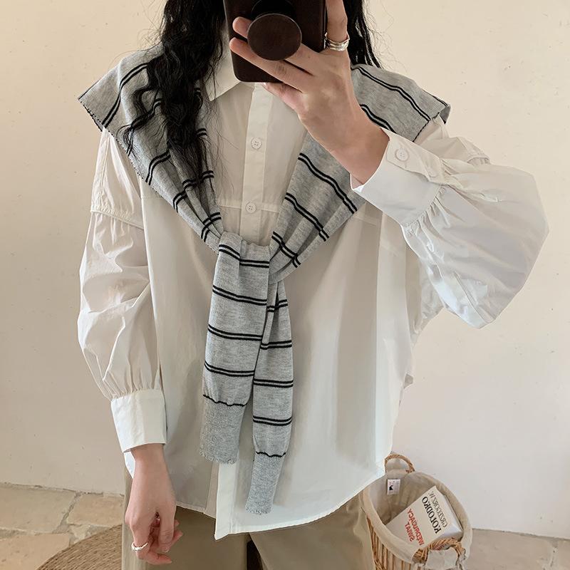 

Shirt Women s Spring New Pure Cotton Medium and Long White Shirt Thin Niche Top XXL