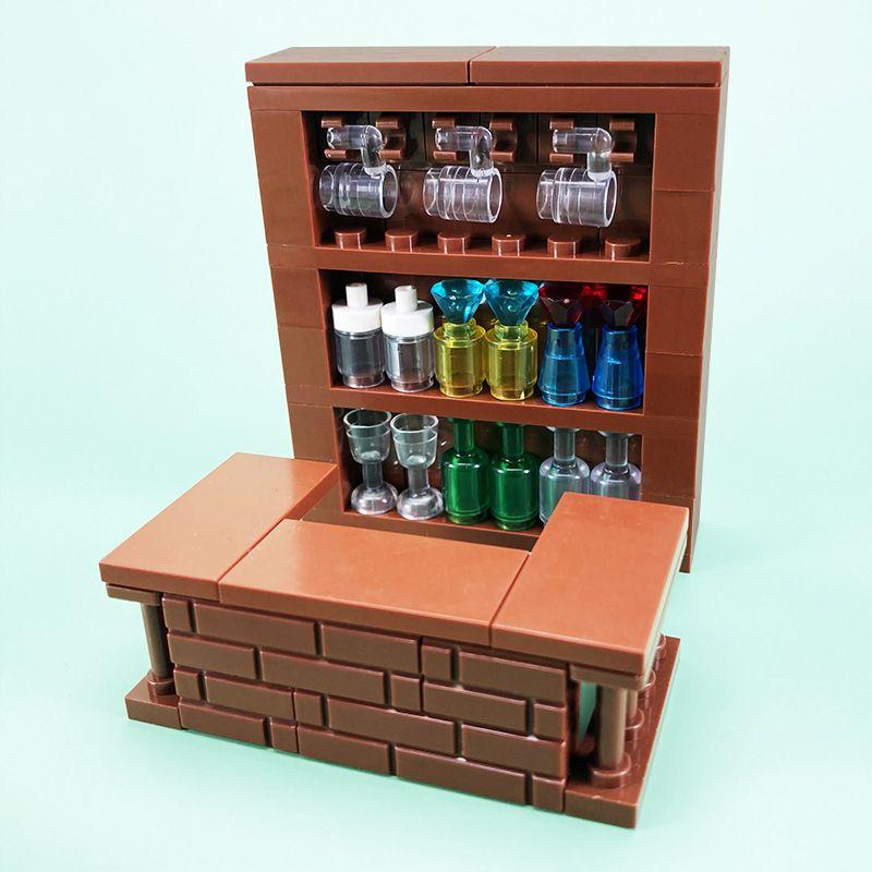 MOC Small Modern Home Particle Sofa TV Cabinet Interior Decoration Furniture DIY Building Blocks