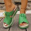 Fashion Peep Toe Linen Wedge Mule Sandal Woman Casual Platform Slide Slipper Ladies Summer Outdoor Thick Sole Slip-on Shoes Brand Design