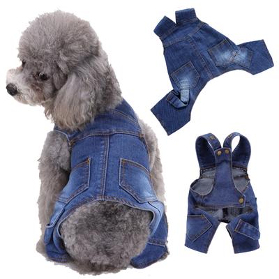 New Japan and South Korea Washed Hundred with Casual Blue Pet Jeans Back Pants Teddy Dog Four Legs Back with Jeans Clothing