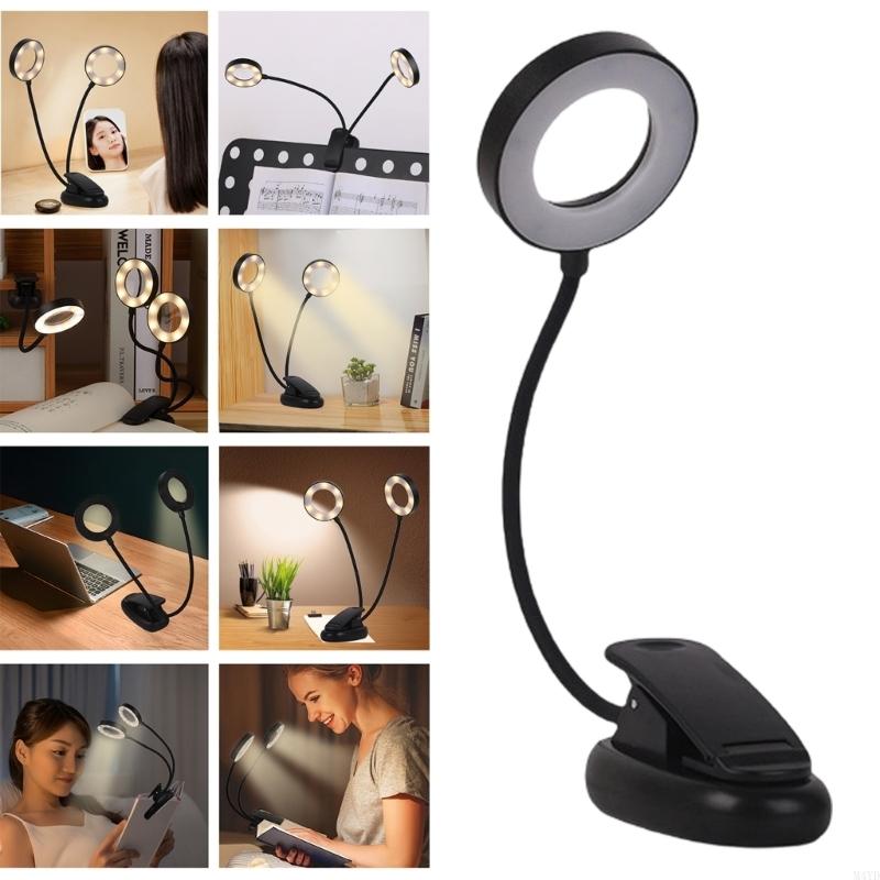 3 Color Dimmable LED Reading Light With Magnifier Flexible Gooseneck Reading Table Light For Study Office Desk M4YD