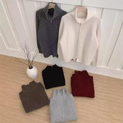 Double Zipper Design Sweater Cardigan Women's New Loose Pit Strip Knitted Sweater Casual Top Jacket