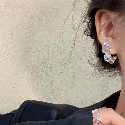 1Pair Unique Transparent Round Balls Beaded Stud Earrings For Women Girls  Trend Earrings Jewelry Accessories Gifts