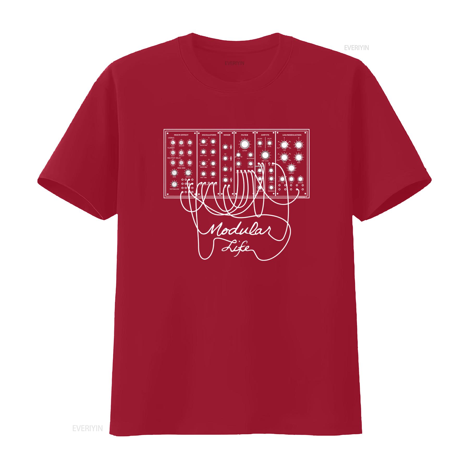 

Modular Synthesizer Design T Shirt for Eurorack Synth Lover Unique Electronic Music Gear Print vintage Washed Comfortable S
