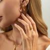 Salircon 4Pcs Trendy Gold Color Water Drop Necklace Earring Ring Bracelet Set Women Luxury Elegant Jewelry Party Wedding Gifts