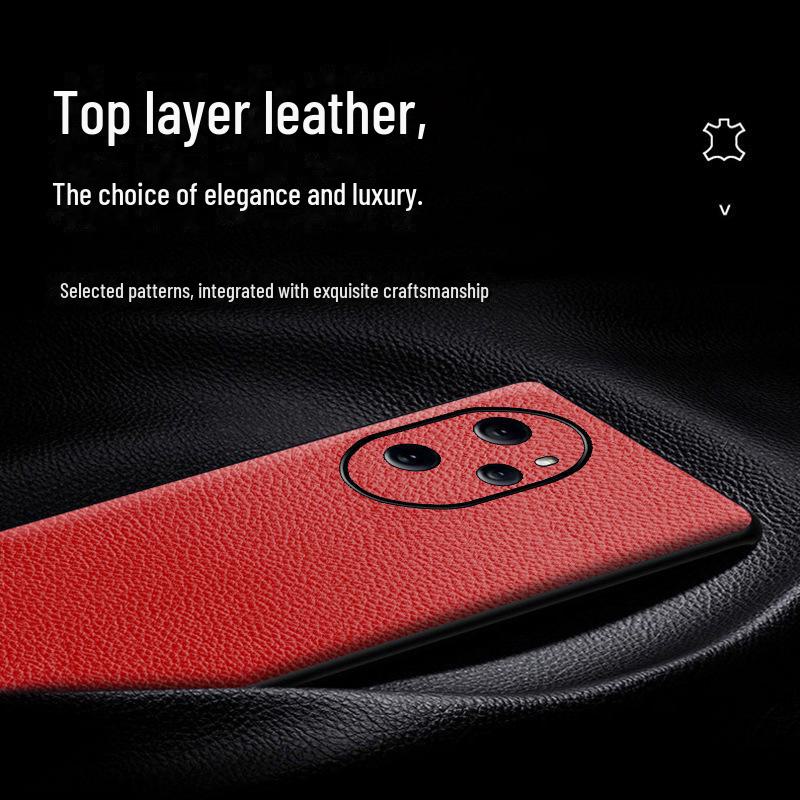 Husă de protecție din piele de vacă din seria Honor 70, model Litchi, all-inclusive, calitate superioară.