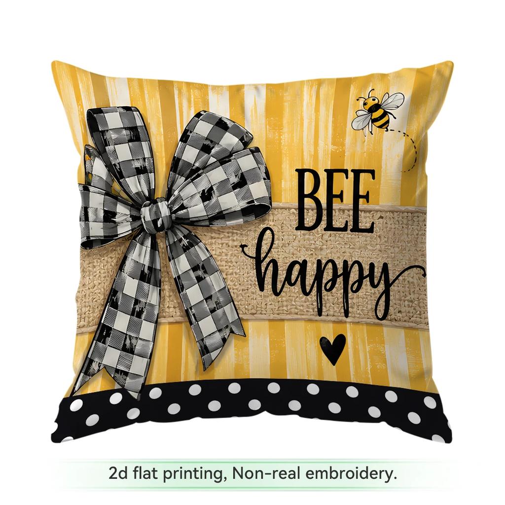 1pcs/4pcs Sunflower Bee Pastoral Cushions Pillowcase Polyester Cushion Cover Throw Pillow Pillowcover Home Car Sofa Decor