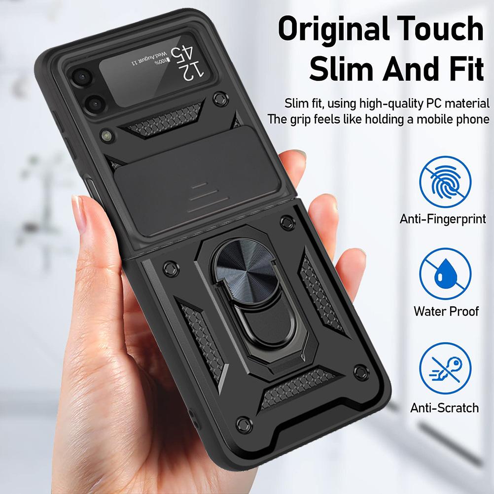 Z Flip 4 Case For Samsung Galaxy Z Flip 4 3 5g Case Armor Lens Protection Stand Back Cover For Samsung Z Flip4 Flip3 5g Case