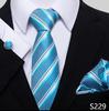 Men's 8cm Solid & Polka Dot Plaid Tie Set with Cufflinks & Pocket Square