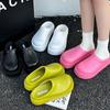 Fashion 2025 Women Slippers Summer Fashion Closed Toe Leather Shoes Loafers High Platform Slippers Women Black High Heels Zapatillas