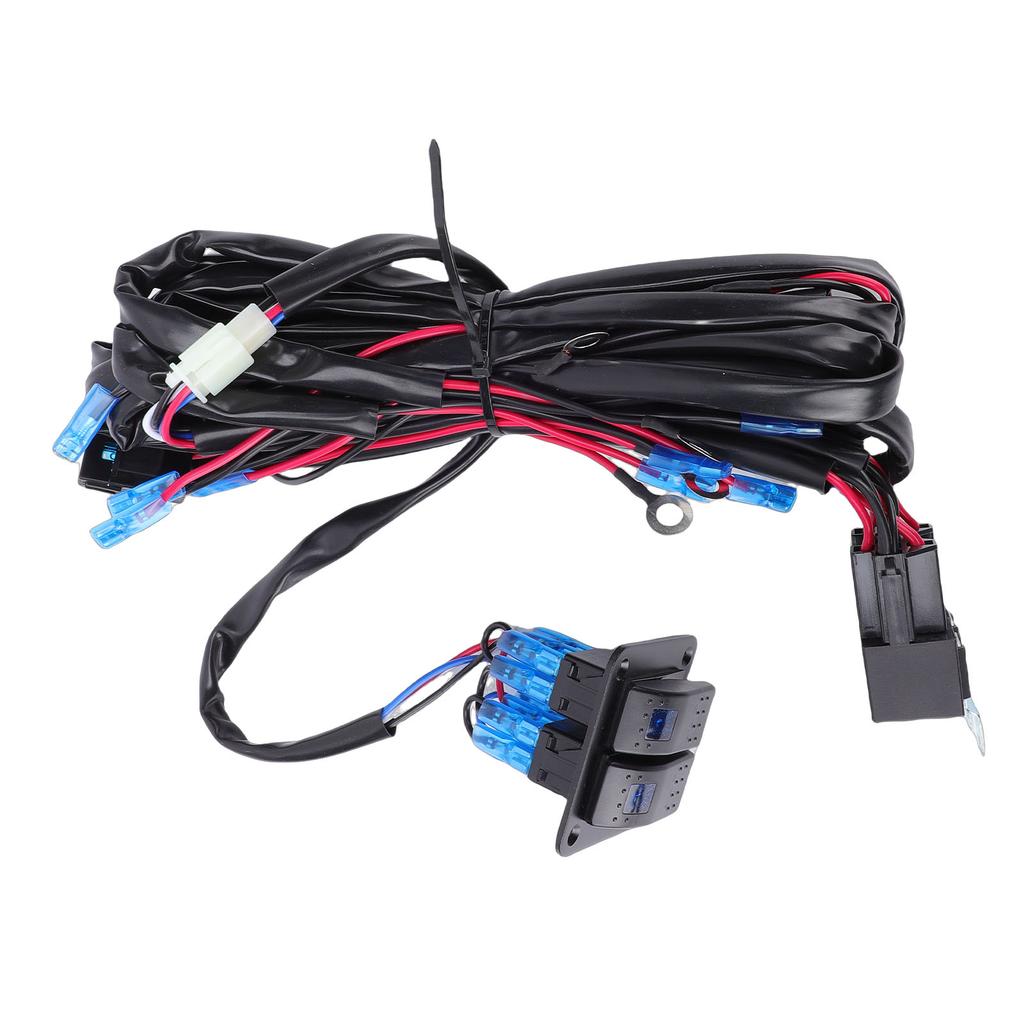 LED Light Bar Wiring Harness Kit 16AWG On Off 2 Gang Rocker Switch Panel Power Relay Fusing Terminal Block for ATV Car Boat Truck