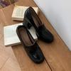 Melting Brown Women Casual Classic Gloss Block Loafer Heel