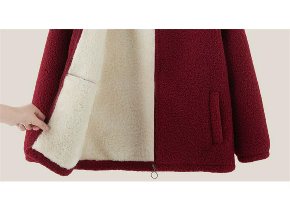 Autumn/Winter Cotton Padded Fleece Jacket for Middle-Aged & Elderly: Cozy Lamb Wool Coat for Grandparents