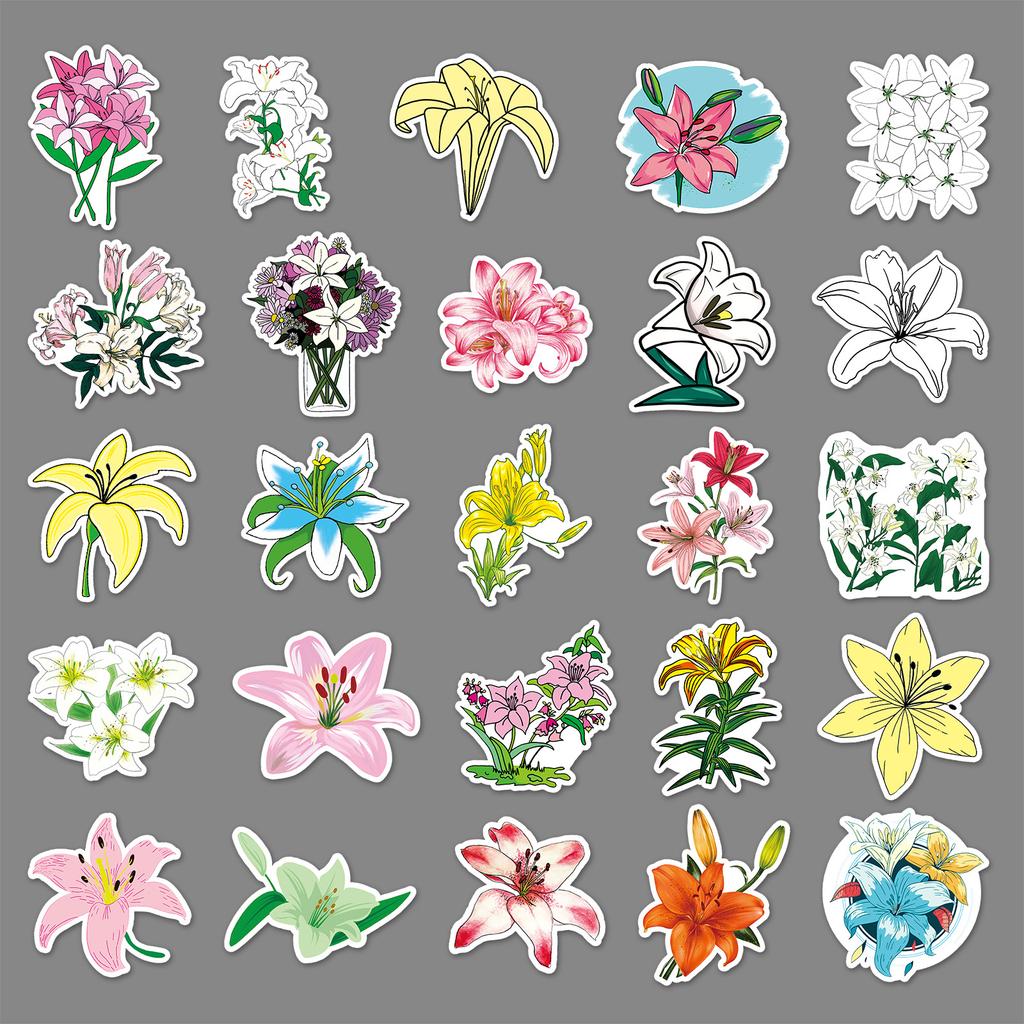 50 Lily Doodle Osobnost Čerstvé Květiny Kreativní DIY Samolepky na Skateboard Kufr Vodotěsné