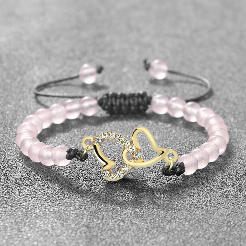 Double Heart Bracelet For Women Couple Matching Love Adjustable Chain Jewelry Romantic Anniversary Valentine's Day Present Gifts