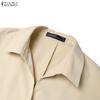 ZANZEA Women Turn Down Collar Loose Casual Long Sleeve Shirt Dress