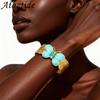 Atoztide Stainless Steel Wide Texture Butterfly Bracelet for Women Statement Design Ocean Series Adjust Cuff Bangle Jewelry Gift