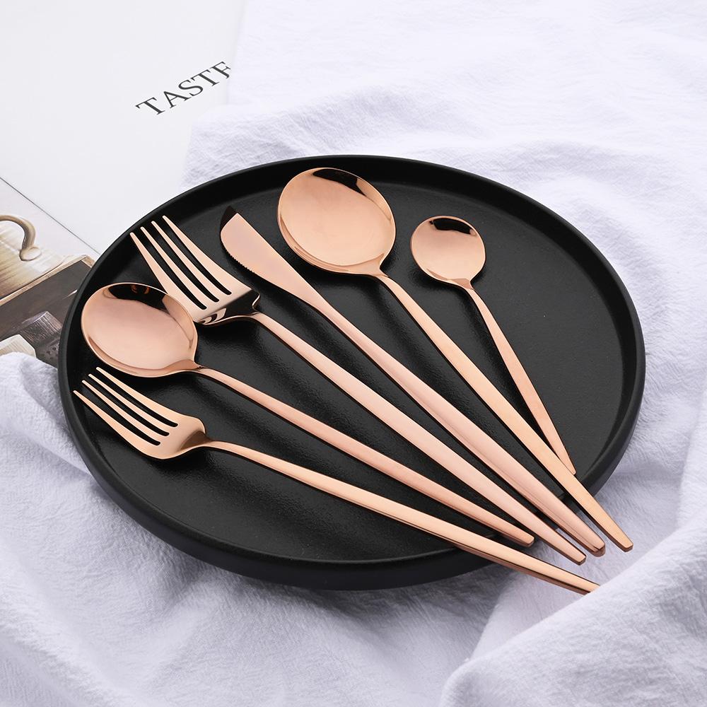 6Pcs Western Purple Dinnerware Cutlery Set Silverware Set Stainless Steel Flatware Knife Dessert Fork Tea Spoon Tableware Set