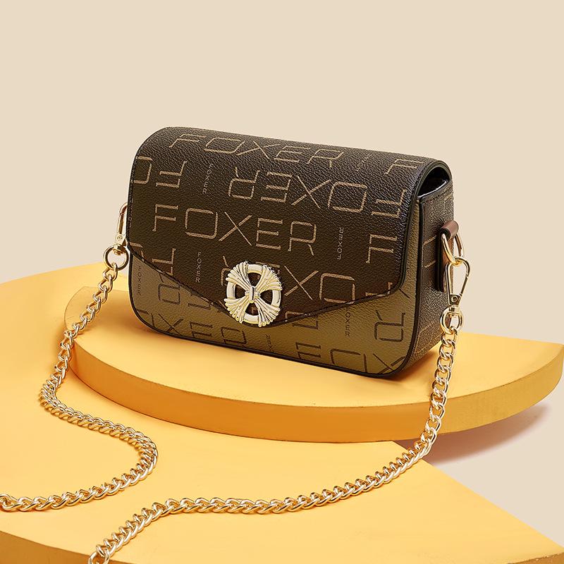 FOXER Golden Fox Women's Printed Crossbody Phone Bag with Chain