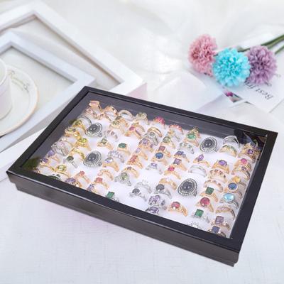 100Slots Ring Display Box Transparent Lid Large Capacity Cardboard Cufflink Jewelry Tray Ring Showcase Women Accessory